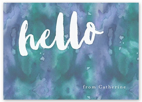 478x344 Hello Watercolor Folded Stationery Card