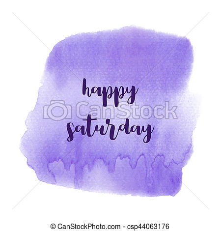 450x470 Hello Saturday Text On Violet Watercolor Background.