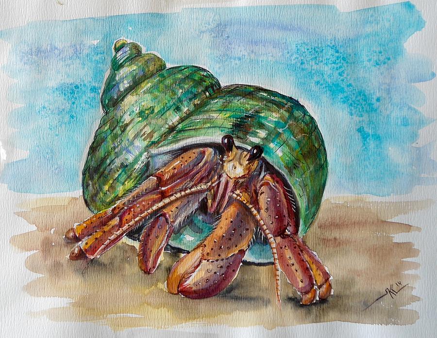 900x697 Hermit Crab 4 Painting By Katerina Kovatcheva