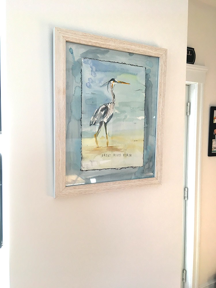 750x1000 Great Blue Heron Original Watercolor Painting Hibiscus Jazz