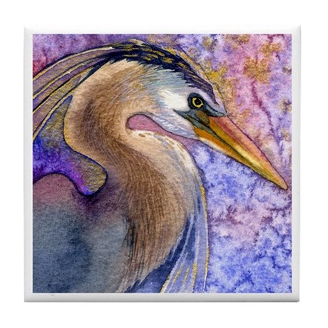 460x460 Great Blue Heron Watercolor Tile Coaster By Ellenmorrowarts