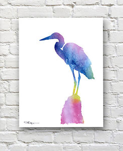 245x300 Heron Contemporary Watercolor Art Print By Artist Djr Ebay