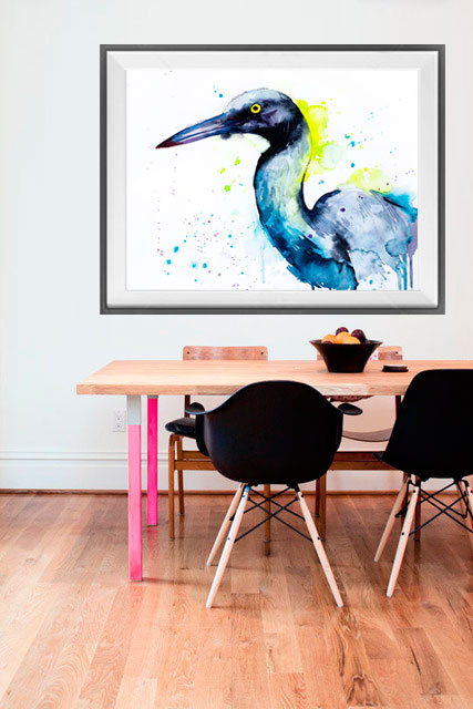 427x640 Heron Watercolor Painting Print