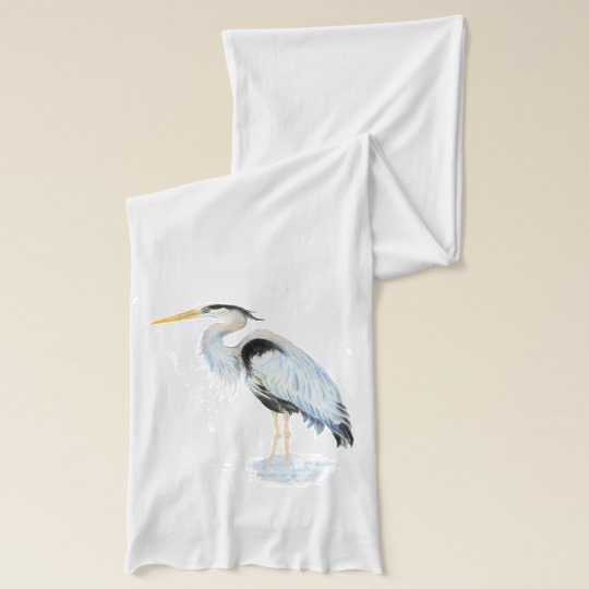 540x540 Watercolor Great Blue Heron Bird Nature Design Scarf