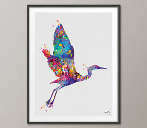 300x260 Blue Heron Watercolor Bird Painting Print Animal Art Print Great