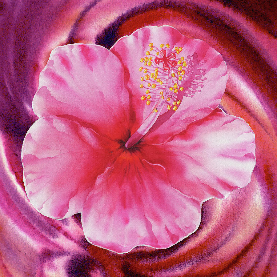 900x900 Hibiscus Watercolor Vortex Painting By Irina Sztukowski