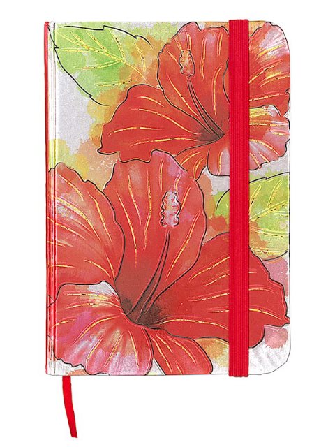 480x640 Island Heritage Hibiscus Watercolor Foil Note Book With Elastic