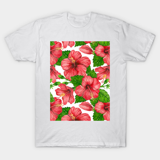 630x630 Red Hibiscus Watercolor Pattern
