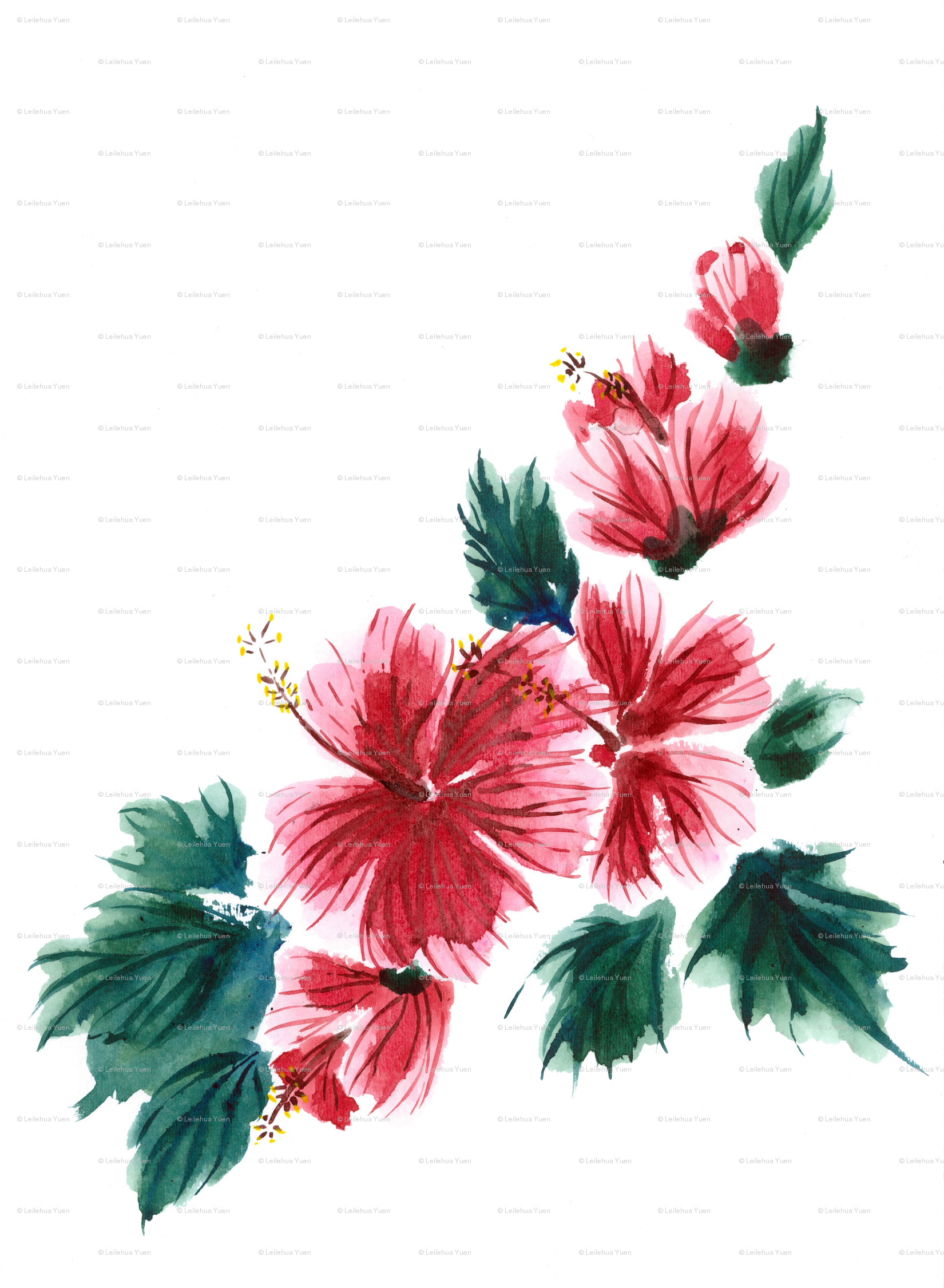 1650x2250 Hawaiian Hibiscus Watercolor Wallpaper