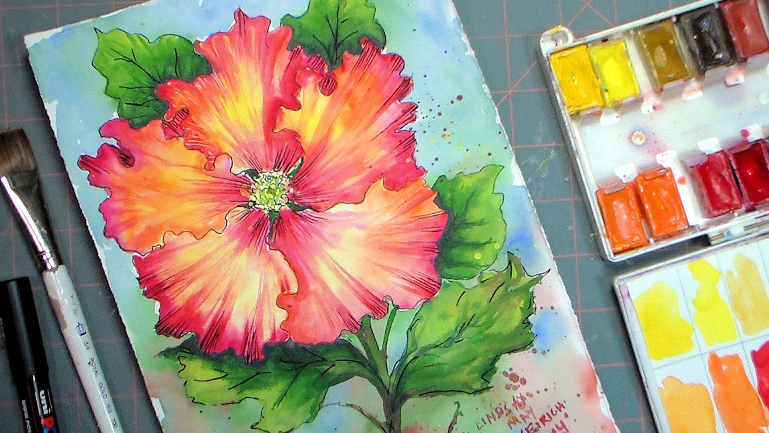 1543x868 Hibiscus Watercolor Painting Tutorial