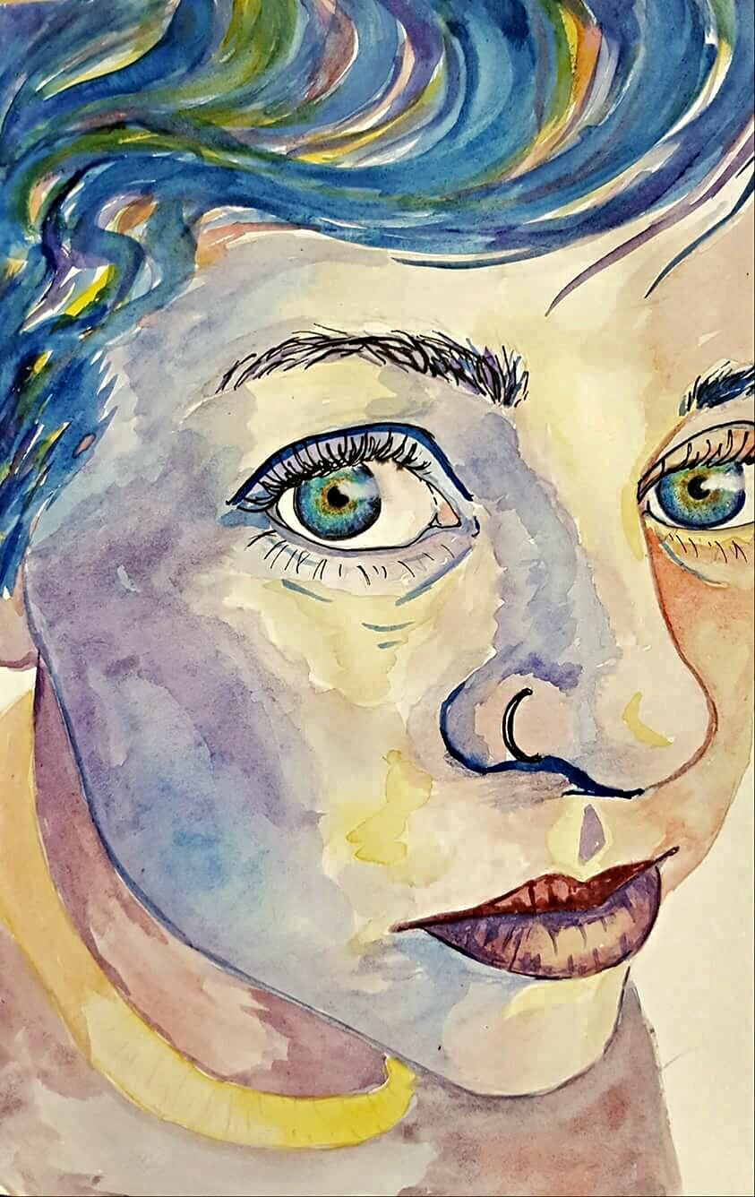 843x1336 Expressive Watercolor Self Portrait By Savannah Pelley
