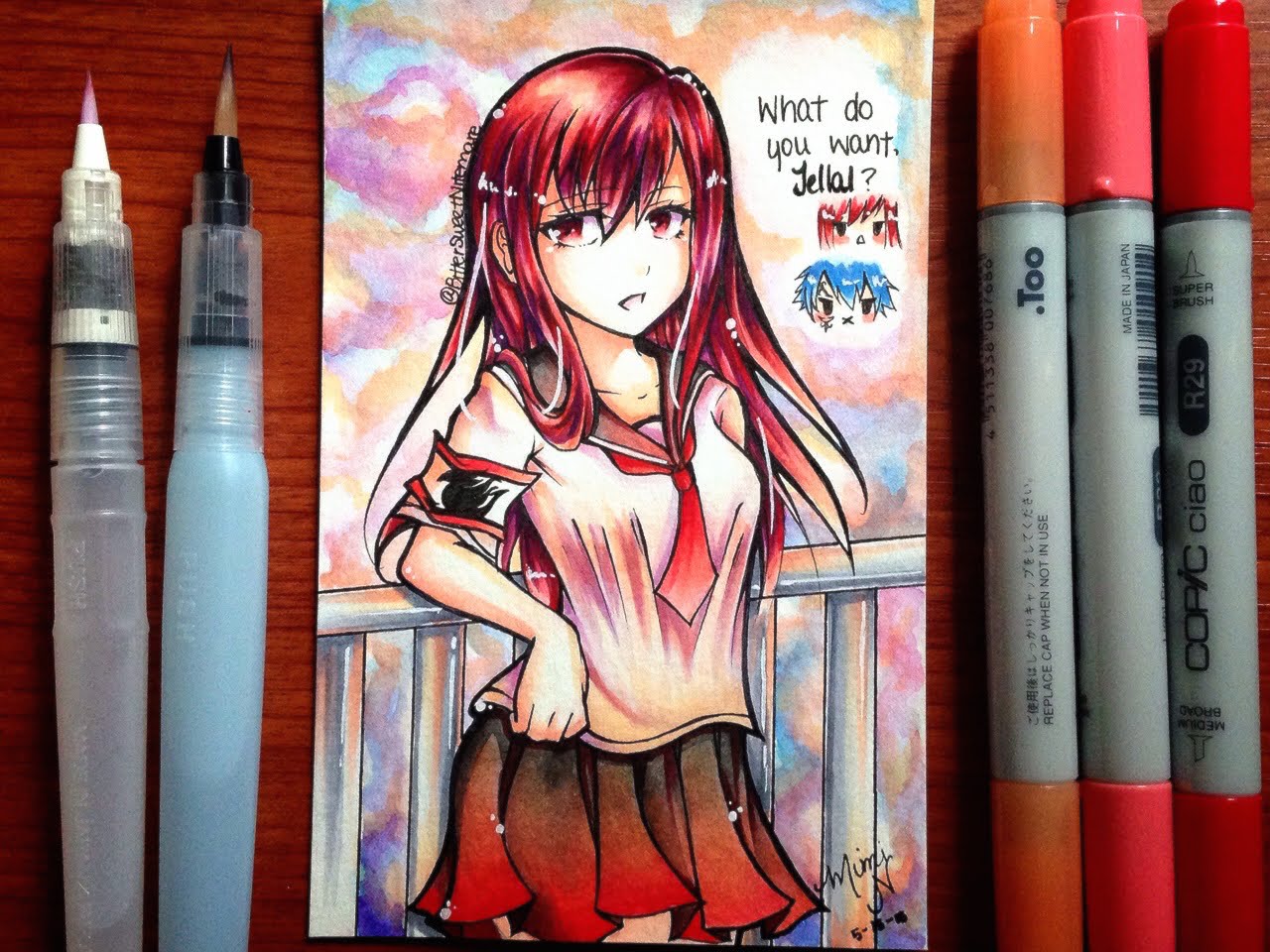 1280x960 Manga Drawing High School Erza (Watercolor Amp Copic)