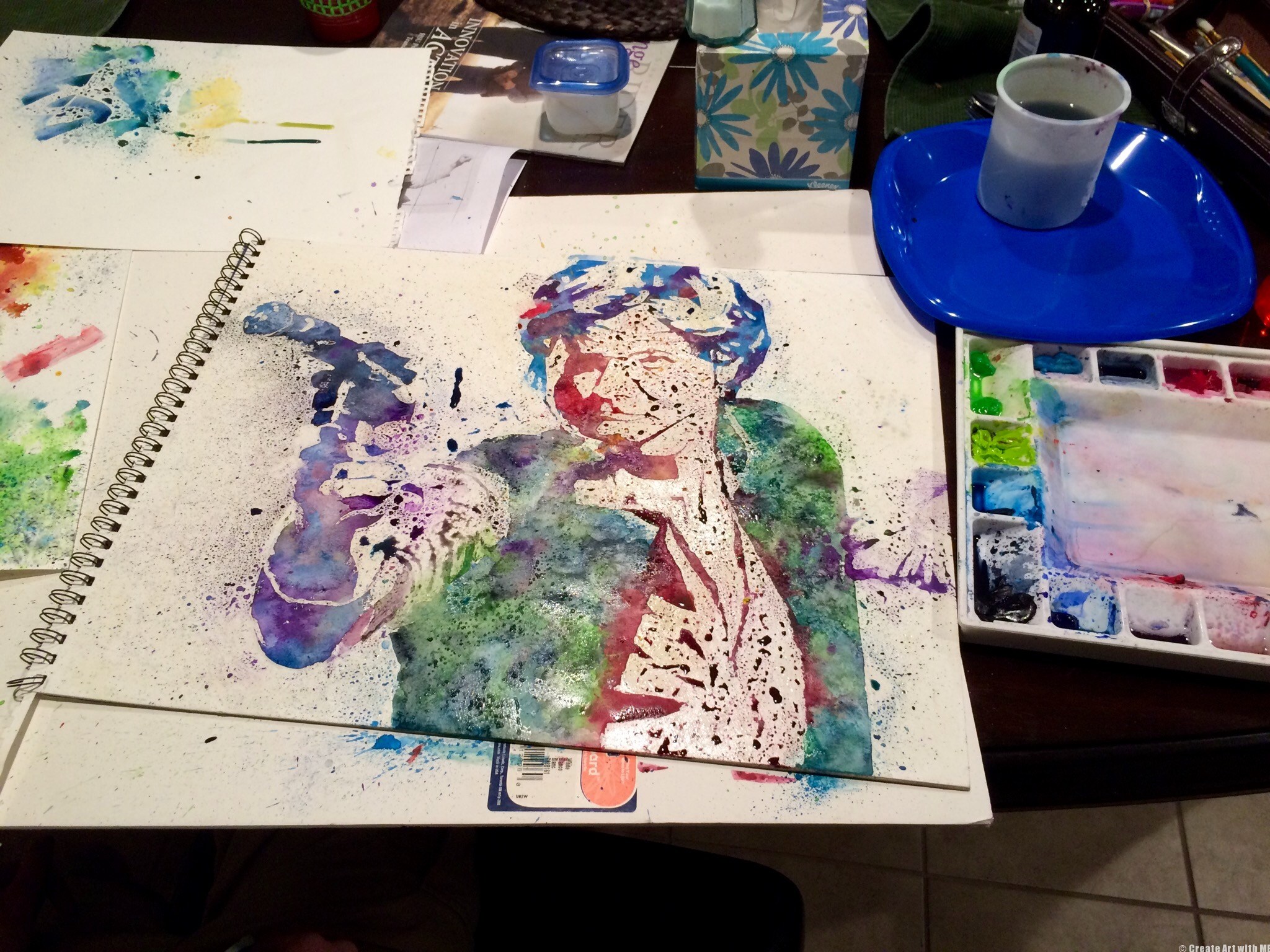 2048x1536 Watercolor Pouring And Masking Portrait Art Lesson