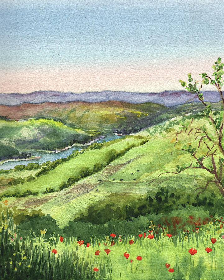720x900 Creek In The Hills Watercolor Landscape Painting By Irina Sztukowski
