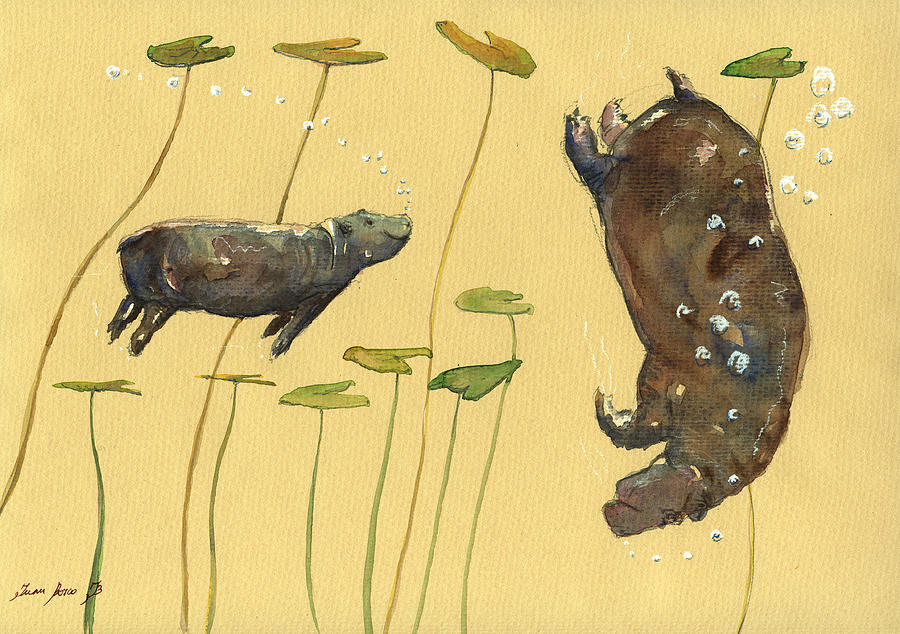 Hippo Watercolor at GetDrawings | Free download