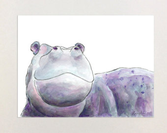 340x270 Watercolor Hippo Etsy