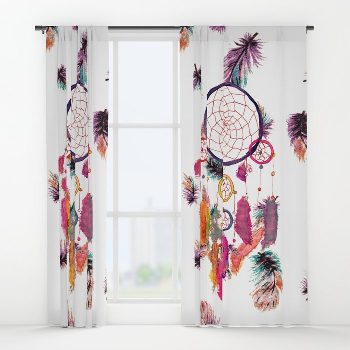 700x700 Hipster Watercolor Dreamcatcher Feathers Pattern Window Curtains