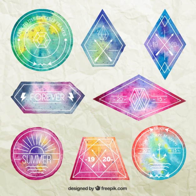 626x626 Watercolor Hipster Logos Vector Free Download