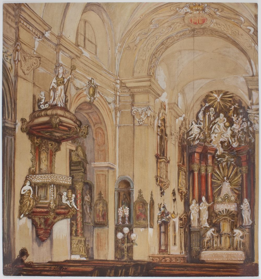 1000x1067 Adolf Hitler Church Interior Watercolor Painting
