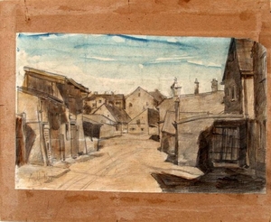 300x246 Adolf Hitler Timber Houses Pencil Amp Watercolor Lot Art