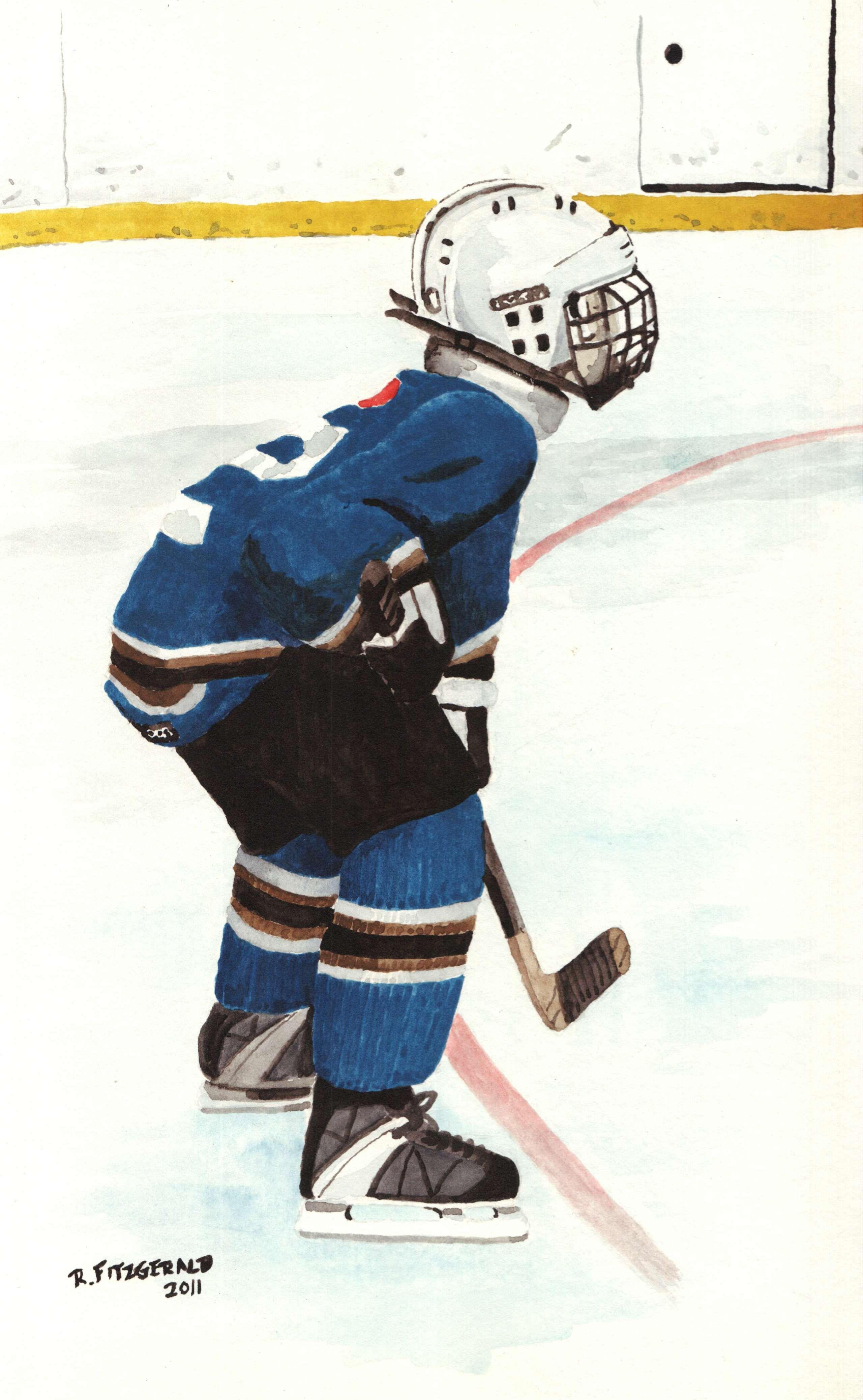 2560x4152 Kendall Ready For Faceoff (2011) Watercolour Painting By Reilly