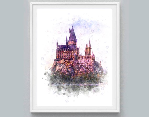 570x448 Hogwarts Castle Print Hogwarts Watercolor Harry Potter Poster Etsy