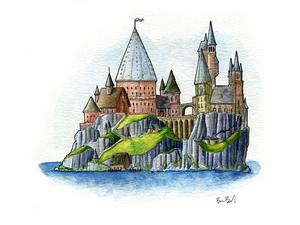 300x225 Hogwarts Fan Art Watercolor Print Ben Byrd Art