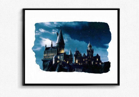 570x399 Hogwarts Watercolor Poster Hogwarts Painting Harry Potter Etsy