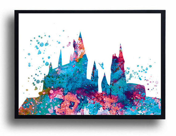 570x441 Hogwarts Castle Watercolor Print Harry Potter Art Hogwart