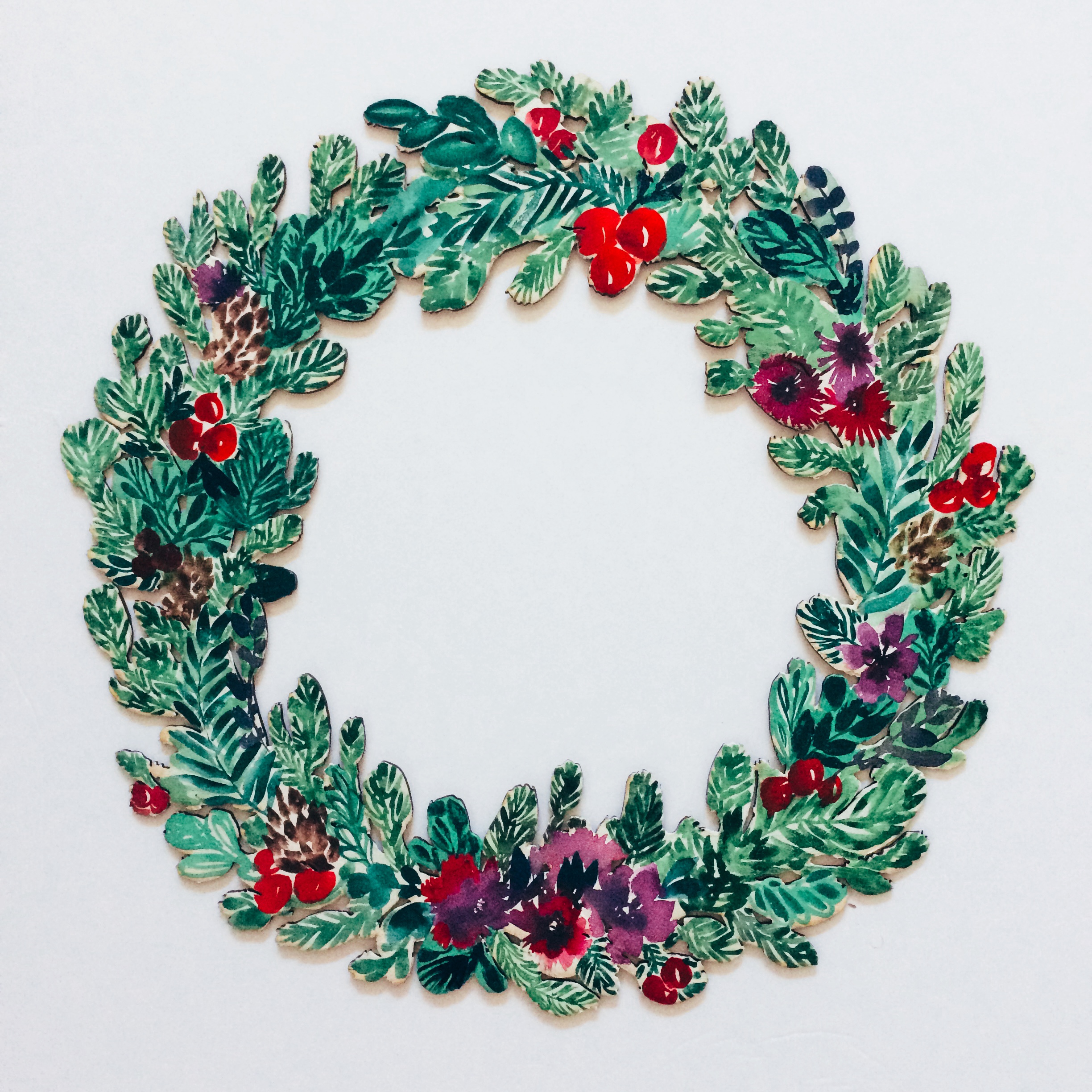 2448x2448 Holiday Watercolor Wreaths With Pink Puddle Studio