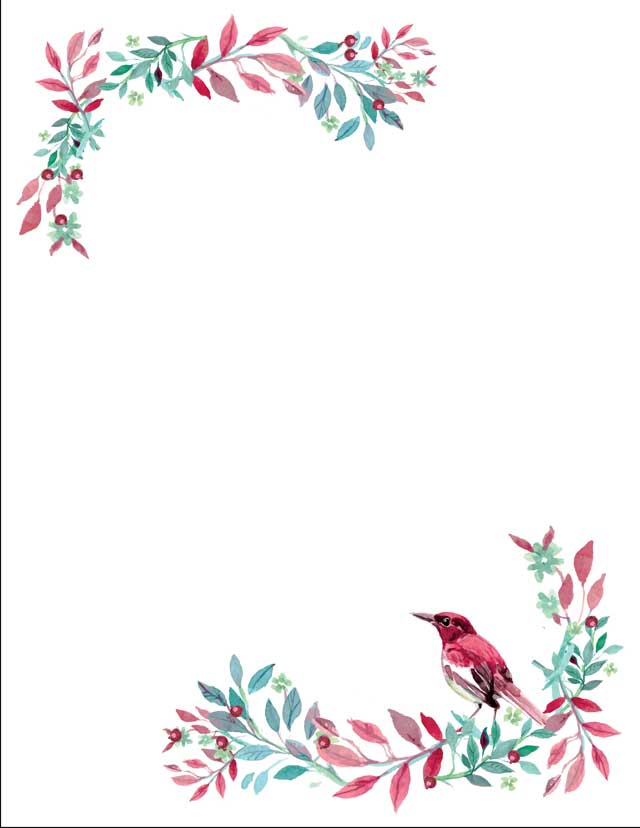 640x828 Watercolor Bird Holiday Stationery 50 Sheets Donahue Paper