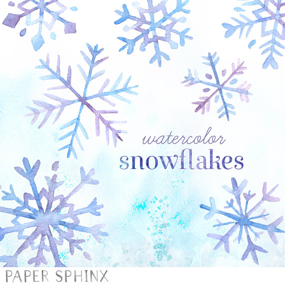 570x570 Watercolor Snowflakes Clipart Holiday Snowflakes