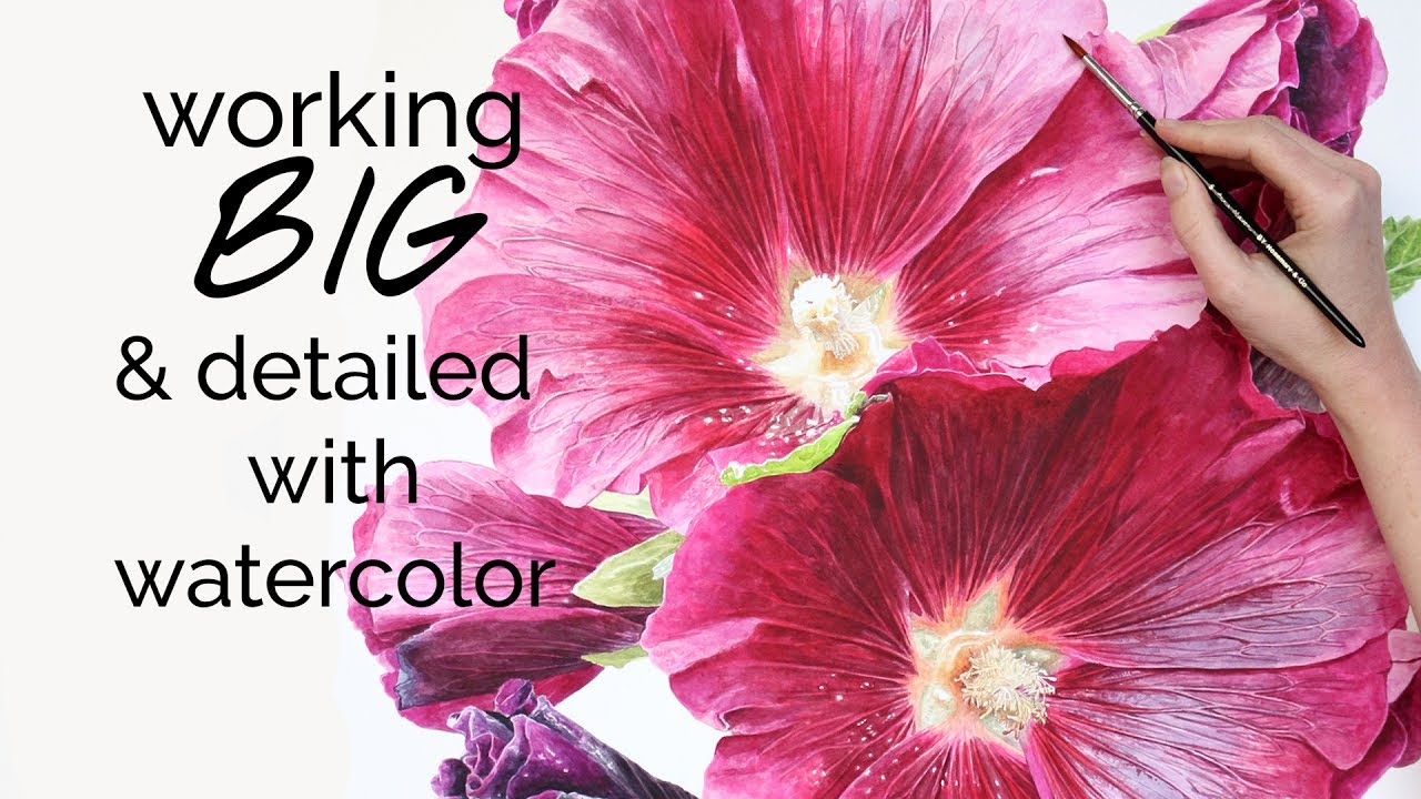 1280x720 How To Create A Big And Detailed Hollyhock Painting In Watercolour