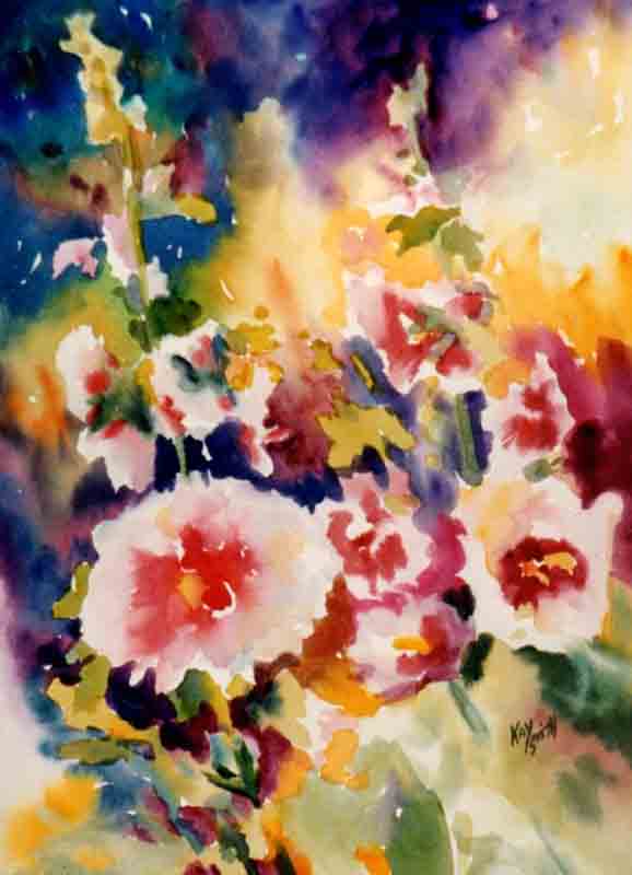 578x800 Kaysmithbrushworks Pink Hollyhock Garden
