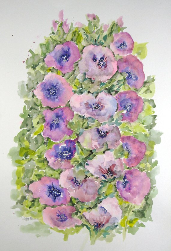 570x838 Sale Hollyhock Watercolor Hollyhocks Hollyhocks Painting Etsy