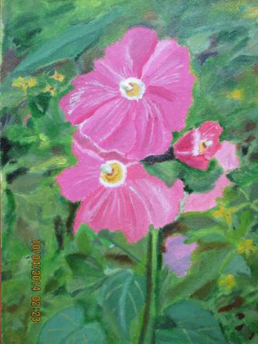375x500 Saatchi Art Hollyhock Painting By Suma Gv