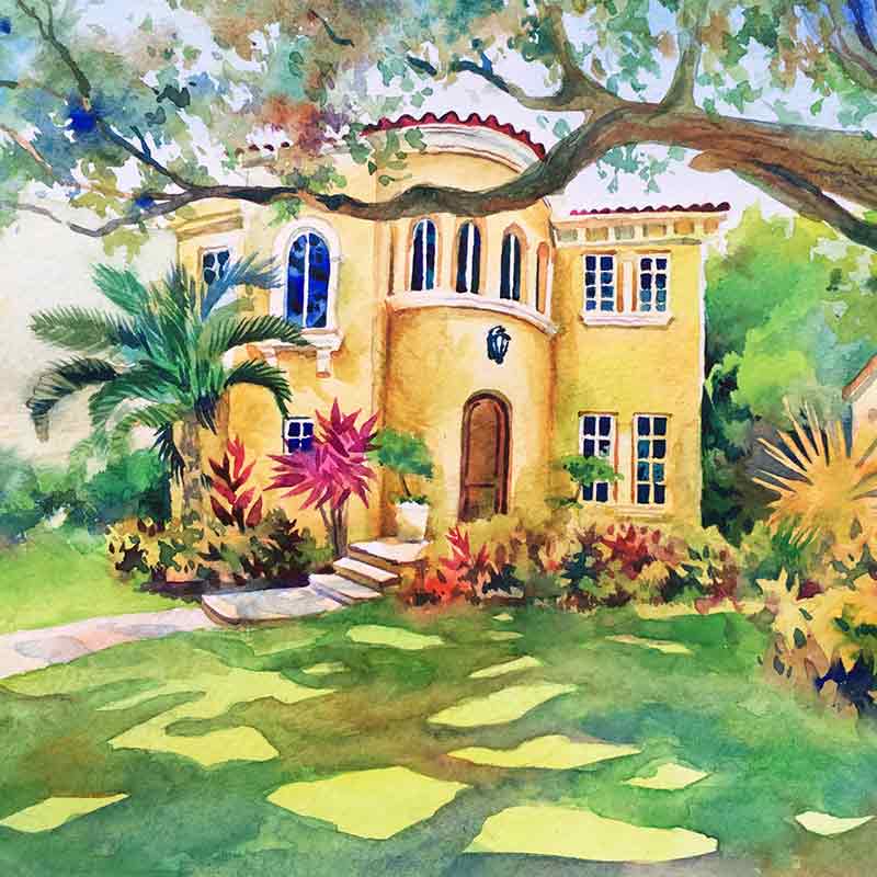 800x800 Watercolor Home Portrait Farbami