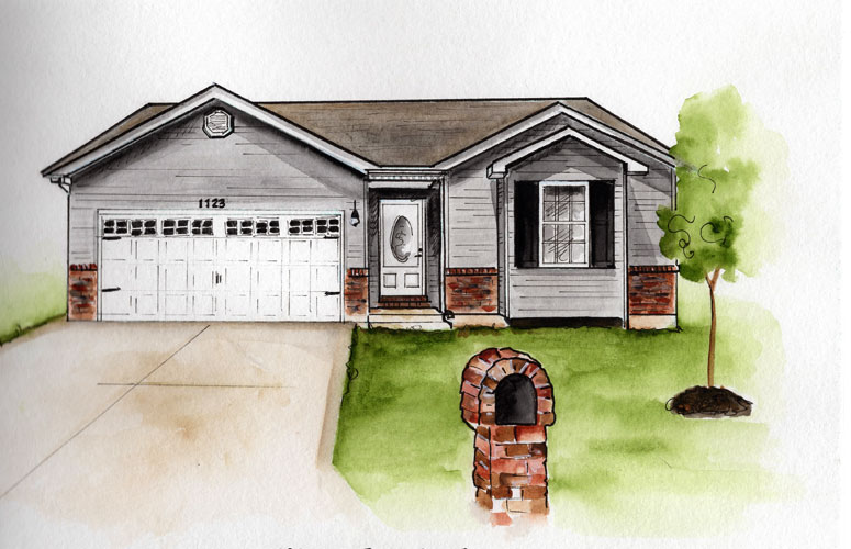 775x500 Custom Home Watercolor Paintings. The Perfect Gift!