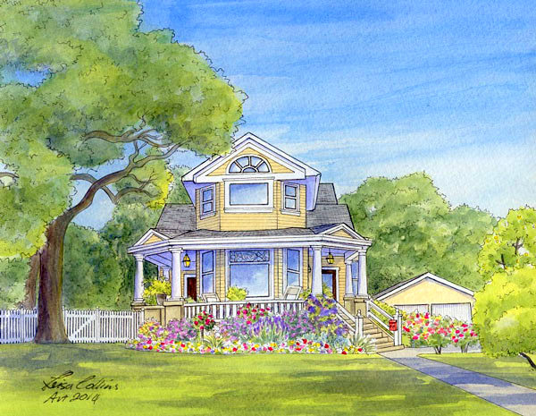 600x465 Custom House Portraits House Portrait Painting