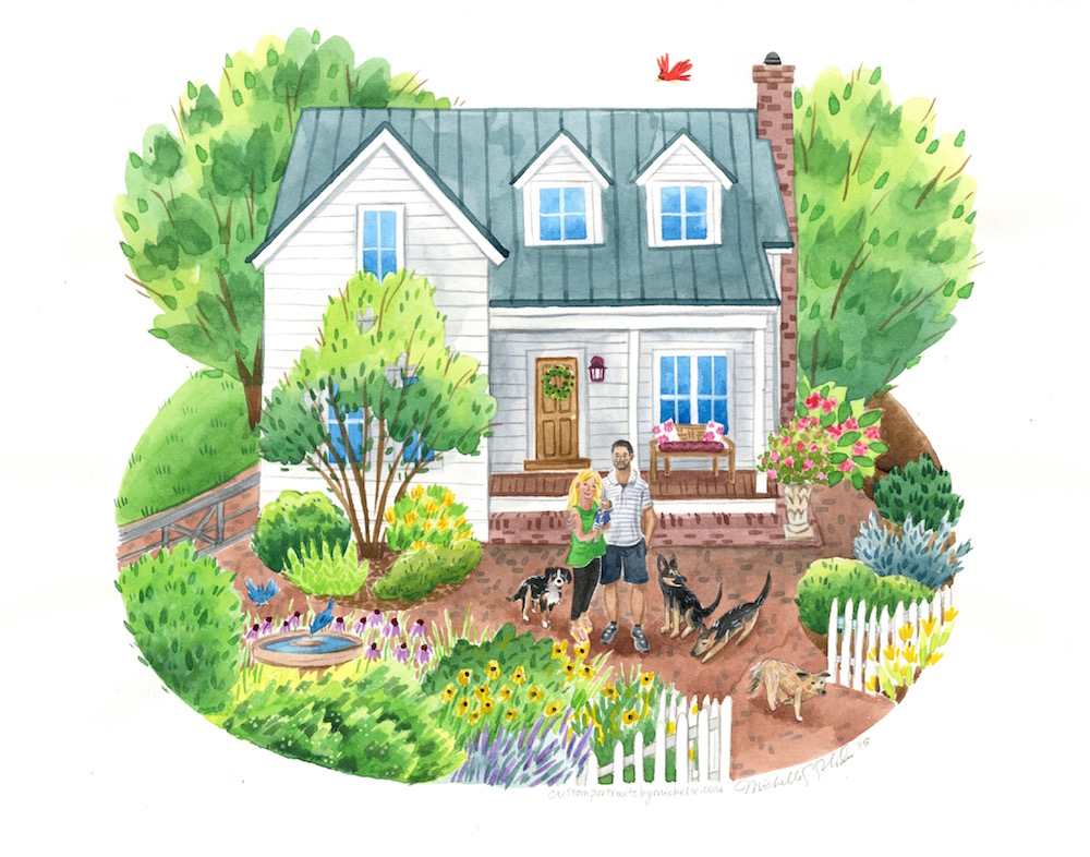 1000x786 Home Portrait In Watercolor Custom Portraits By Michelle