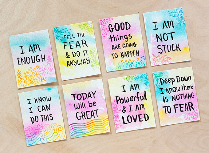680x497 Diy Watercolor Affirmation Cards