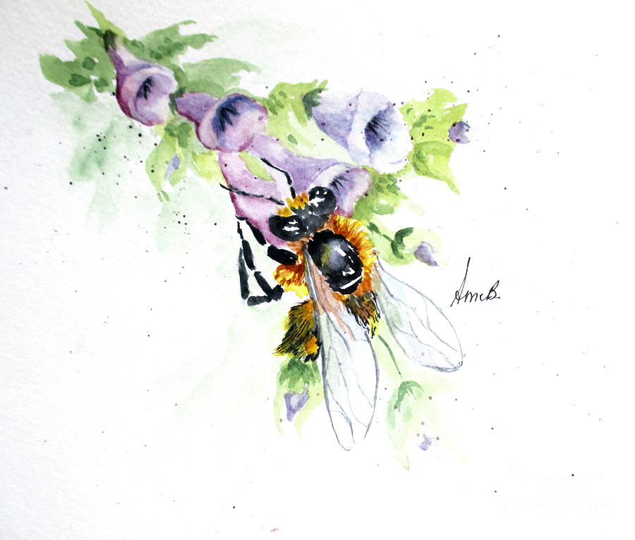 900x766 Honey Bee Painting By April Mccarthy Braca