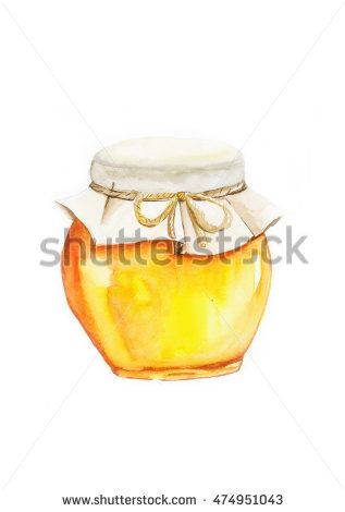 317x470 Honey, Watercolor Painting Isolated On White Background Drawing