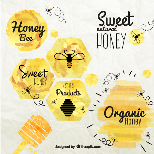 626x626 Honey Badges In Watercolor Style Vector Free Download