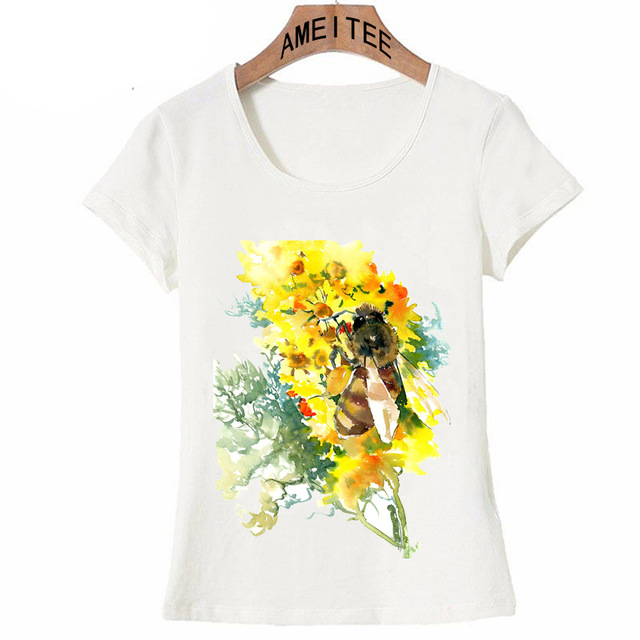 640x640 New Summer Fashion Women T Shirt Bee Honey And Flower Pretty