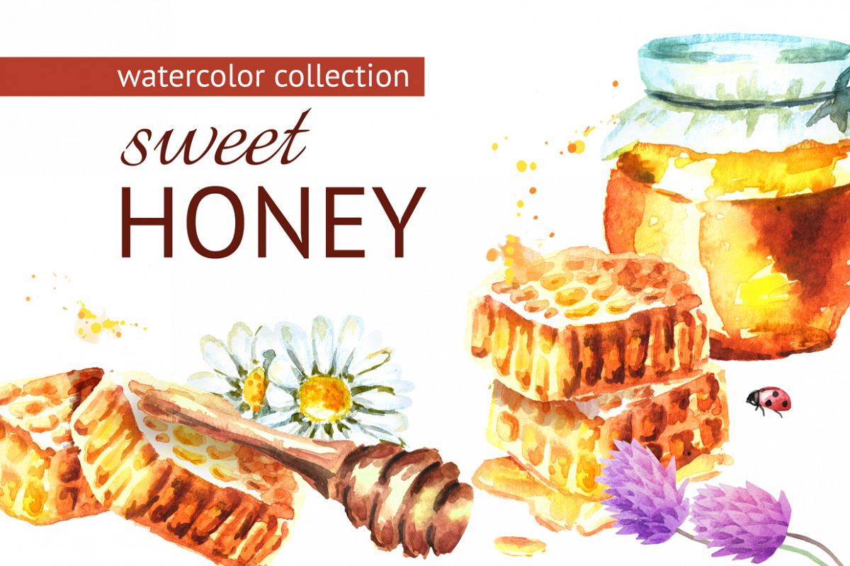 1200x800 Sweet Honey. Watercolor Collection By D Design Bundles
