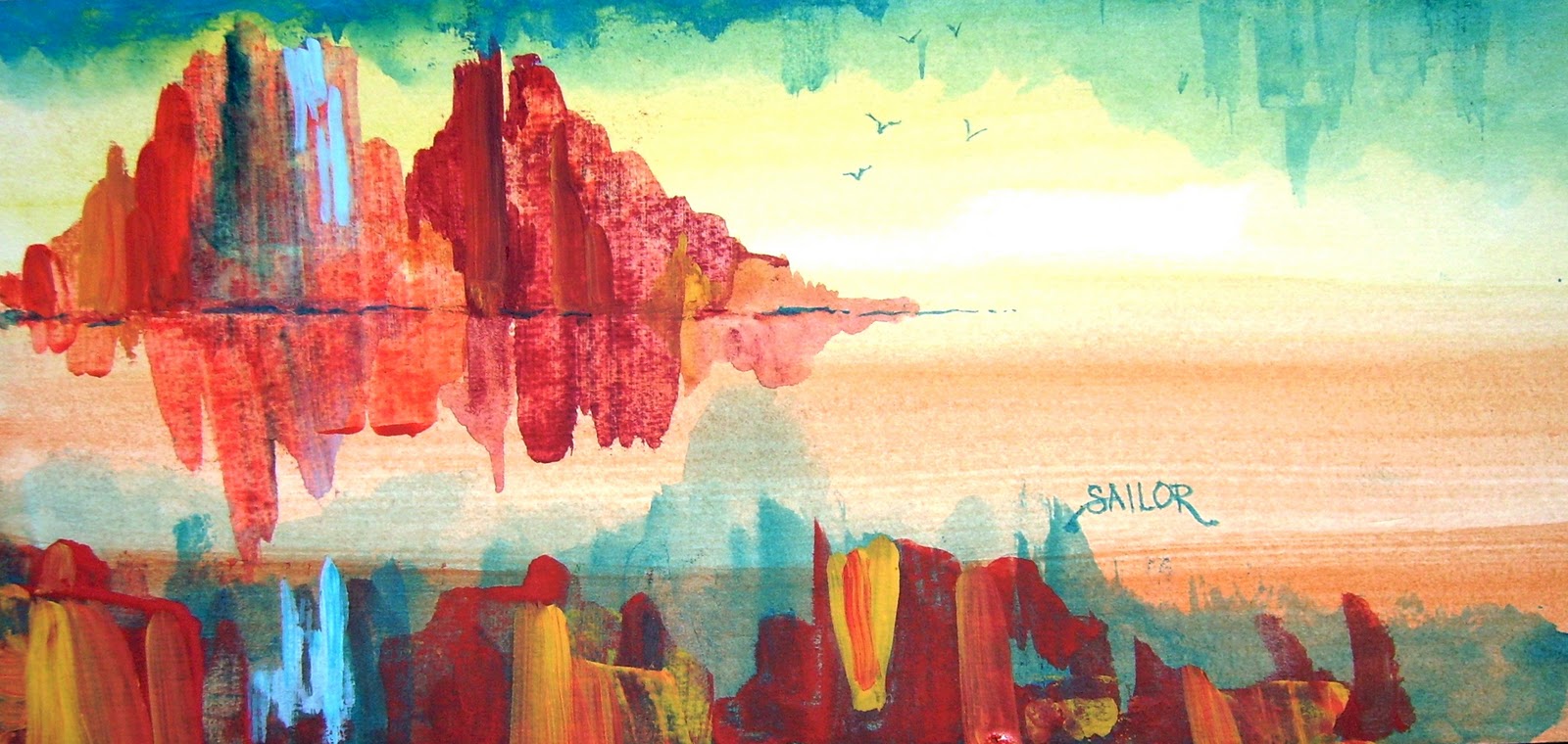 1600x760 Watercolor In The Village Using A High Horizon Line In A