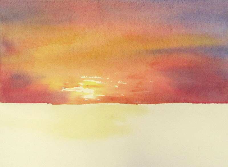 800x584 Watercolor Painting Of Warm Red Sky