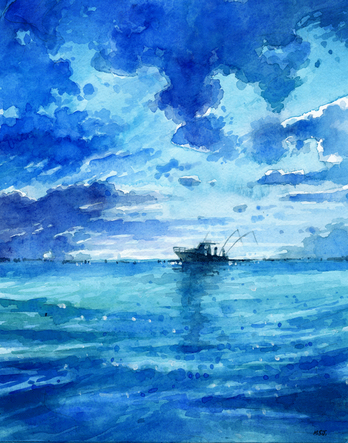 700x890 Another Beach Watercolor By Mycks