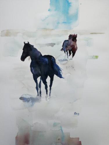 375x498 Original Horse Watercolor Paintings For Sale Saatchi Art